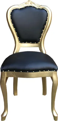 Produktbild von Casa Padrino Barock Luxus Esszimmer Stuhl Schwarz Kunstleder / Gold - Handgefertigte Möbel