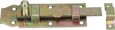 Produktbild von Türriegel mit Schlaufe und Knopfgriff 120x45x2,0mm gelb verzinkt