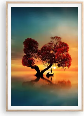 Produktbild von Gerahmtes Poster - Rahmen in heller Eiche - See Natur Nacht - 70x100 cm - Wand Bild - Wanddeko - Wandbilder - Wandposter - Bilderrahmen - Bilder - Kunstdruck - Wandbild - P2NPA70x100-3458