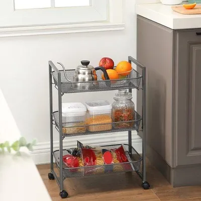 Productafbeelding van Famanu multifunctionele trolley met wielen voor keuken, kantoor of badkamer - opbergtrolley