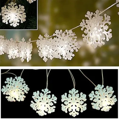 Image de Chaîne lumineuse LED Flocon de neige 4m Décoration de Noël Décoration d'hiver Éclairage de fenêtre