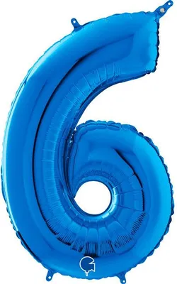 Zdjęcie produktu dla Balon Foliowy Cyfra 6 Niebieski, 66 cm Grabo