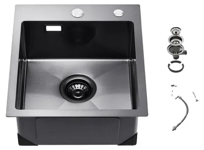Immagine prodotto di VEVOR lavello da cucina da incasso 40 cm, lavello in acciaio inox, lavello domestico per RV Prep Kitchen Bar (nero)