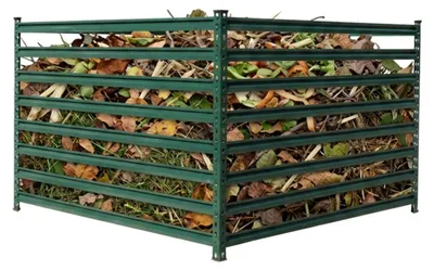 Obrázok produktu pre Kompostér Relaxdays z kovu, biokompostér do záhrady, rozmery: 90 x 120 x 120 cm, objem 1296 litrov, kompostér na lístie, výstuhy, oceľ, zelený
