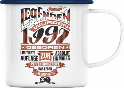 Produktbild von TRENDATION 30. Geburtstag Emaille Tasse Frau Mann Geschenk 30er Geschenkidee 30 Mutter Vater (Blau)