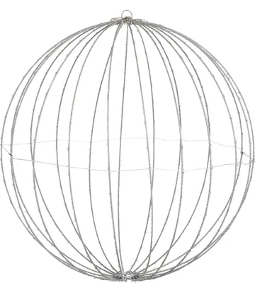 Produktbild von Luca Lighting Kugel Weihnachtsbeleuchtung mit 400 classic-weißen LED-Lämpchen - Ø60 cm - Silber