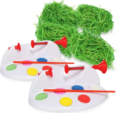 Productafbeelding van COM-FOUR® 6-delig paasdecoratieset, eenvoudig zelf paasdecoraties maken, inclusief eierverfmachine en paasgras, ideaal voor paasmandjes