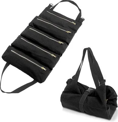 Image de Sac à outils noir, 5 compartiments à fermeture éclair, réglable, pour la maison