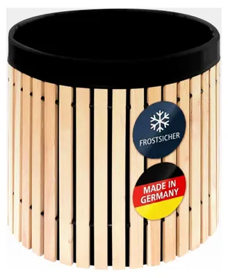 Produktbild von Regenfass 420 L – Massives Lärchenholz & Frostsicher – Hergestellt in Deutschland – Holzfass Wassertonne mit robuster schwarzer Innenfolie – Ø 82 x H 88 cm