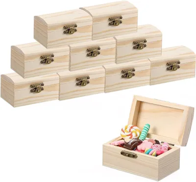 Obrázok produktu pre Solidchoice – Súprava 10 drevených miniatúrnych truhličiek na kreatívne využitie