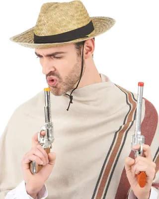Immagine prodotto di Cappello di paglia da cowboy accessorio per costume beige-nero - taglia unica