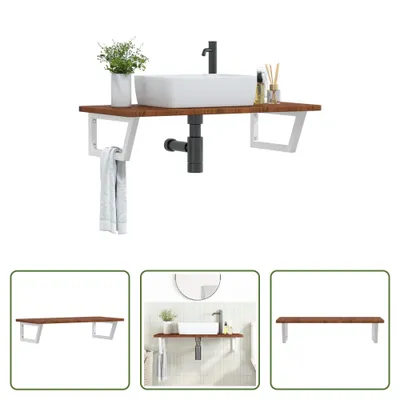 Imagen del producto de Encimera para lavabo "The Living Store" con soporte de acero y madera maciza de roble