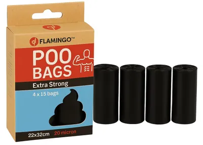 Produktbild von Flamingo Kotbeutel extra stark Blekz schwarz - 4 x 15 Stück