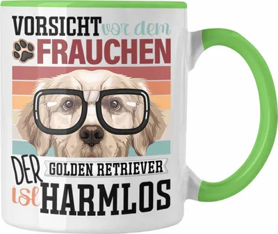 Produktbild von Trendation - Golden Retriever Besitzerin Frauchen Tasse Geschenk Lustiger Spruch Geschenkidee Vorsicht Vor Dem Frauchen (Grün)