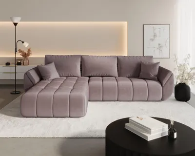 Produktbild von Ecksofa Schlafsofa MISATO Stoff Monolith Flieder Ottomane Links
