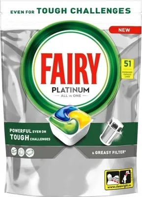 Produktbild von Fairy Platinum All-in-One Geschirrspülmittel Kapseln Zitrone, 51 Stück