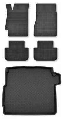 Image de Tapis en caoutchouc + bac de coffre pour Renault Megane II 2004-2008 (break) – 5 pièces, noirs, semi-universel, adapté