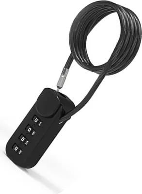 Image de INF Cadenas à câble à combinaison 60cm - Mot de passe réinitialisable 4 chiffres pour bagages, sacs à dos et plus Le noir