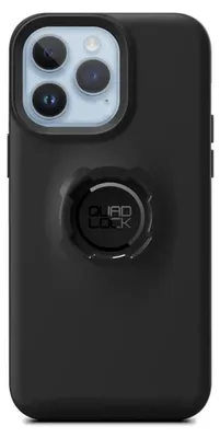 A black phone case with a Quad Lock mount on the back.