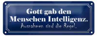 Produktbild von Blechschild Spruch 27x10cm Gott gab Menschen Intelligenz Dekoration
