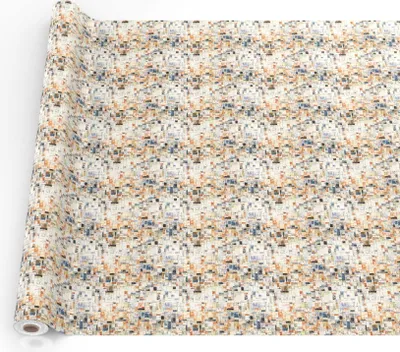 Produktbild von Tischdecke Holzmosaik aus Textil mit Exclusiven Motiven wasserabweisend Tischtuch Tischwäsche Aquarell Bunt Breite 140cm Länge 2000cm mit Schnittkante