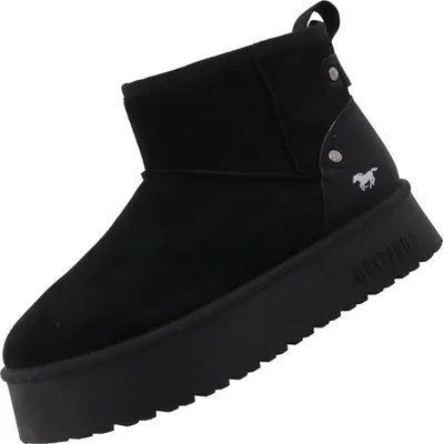 A black boot with a thick sole and a small horse logo on the side.