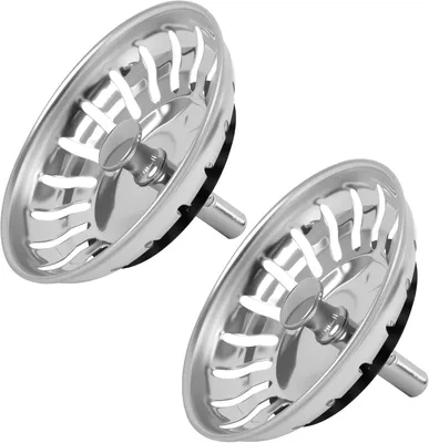 Image de Évier réglable en hauteur, en acier inoxydable, 82 mm - Lot de 2 - Universel - Filtre de vidange pour lavabo