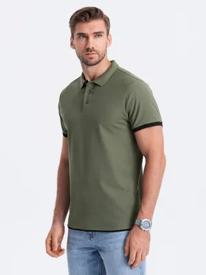 Obrázok produktu pre Ombre Clothing Pánske tričko s golierom Meinte olivová M