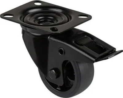 Image de Roulette pivotante D.80mm Trgf.100kg m.Festst.Gum.104x80mm noir BS ROLLEN