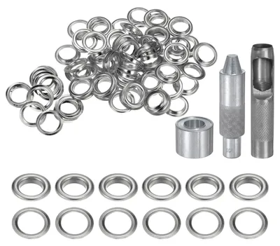 Ösen-Set 18 mm, 100 Stück, mit Werkzeug, silber