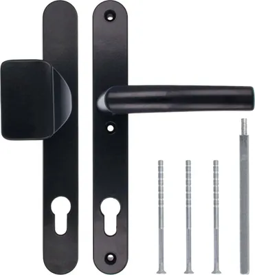 Türgriff / Türdrücker / Türklinke / Drückergarnitur DHS 92mm (Schildbreite 32mm) - Schwarz RAL 9005 - mit Knauf