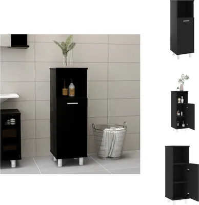 Produktbild von vidaXL Badezimmerschrank Schwarz 30x30x95 cm Holzwerkstoff -  Badezimmermöbel-Sets