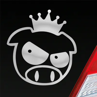 Produktbild von Auto Aufkleber Bad Pig Drift König Krone Schwein 10x11 cm Silber Sticker Heckscheibenaufkleber