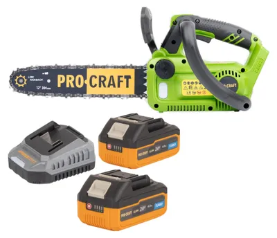 Produktbild von Procraft PKA42Libb Akku Kettensäge 20 V 304 mm Brushless + 2x Akku 4,0 Ah + Ladegerät