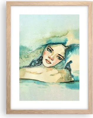 Produktbild von Gerahmtes Poster - Rahmen in heller Eiche - Aquarell Frau Emotionen - 30x40 cm - Wand Bild - Wanddeko - Wandbilder - Kunstposter - Wandposter - Bilderrahmen - Bilder - Kunstdruck - P2NPA30x40-4858
