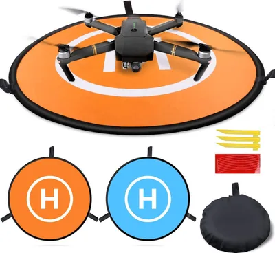 Produktbild von MMOBIEL Universeller Drohnenlandeplatz wasserdichtes Helipad 75cm Orange/Blau