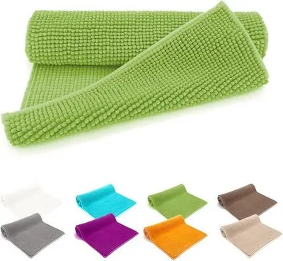 Obrázek produktu pro Protiskuzová rohož do koupelny, 50 x 80 cm, s vláknitou strukturou, rychle schnoucí a savá, vhodná pro praní v pračce, zelená
