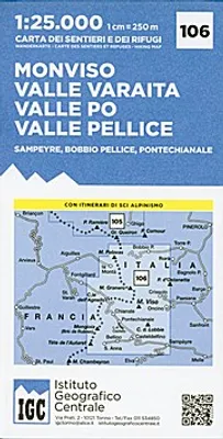 Obrázok produktu pre IGC Taliansko 1 : 25 000 Turistická mapa 106 Monviso