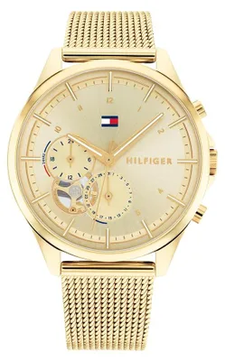 Produktbild von Tommy Hilfiger Multi Zifferblatt Quarz Uhr für Damen mit Goldfarben Edelstahl-Me