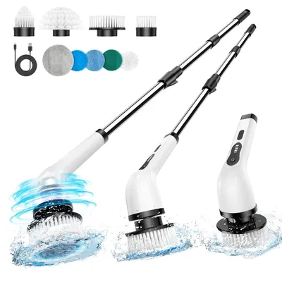 Produktbild von Elektrische Reinigungsbürste, Neues Spin Scrubber mit 9 Austauschbaren Bürstenköpfen, Verstellbarem Verlängerungsgriff, 3 Einstellgeschwindigkeiten