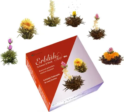 Produktbild von Erblühtee Geschenkbox Weißer & Schwarzer Tee (6 Sorten Teerosen)