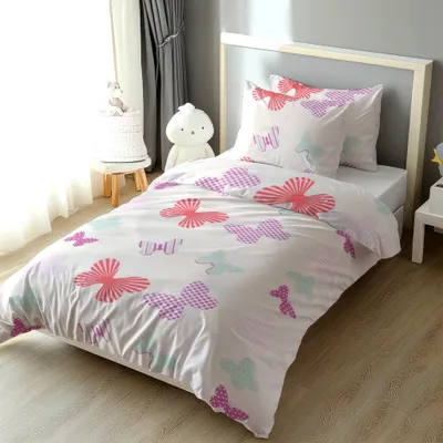 Produktbild von Kinderbettwäsche Renforce 135x200cm Creme mit Schmetterling, 100% Baumwolle,  Germany, , atmungsaktiv, bügelfrei