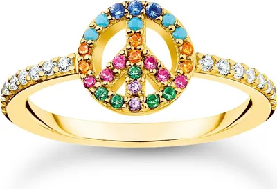Thomas Sabo TR2373-488-7 Damen-Ring Peace Goldfarben Bunte Steine 1