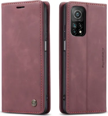 Produktbild von Xiaomi Mi 10T / Mi 10T Pro Hülle, LaimTop Retro Kunstledertasche mit Standfunktion Schutzhülle für Xiaomi Mi 10T / Mi 10T Pro Rot