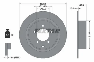 Obrázok produktu pre 2 brzdové kotúče Textar 302 mm vzadu pre Chrysler Dodge Jeep Lancia