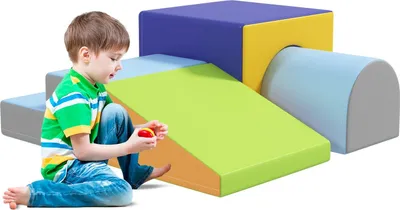 Immagine prodotto di Set di 4 blocchi di costruzione morbidi in schiuma, blocchi di costruzione giganti, giocattoli da costruzione, blocchi di schiuma per bambini di 1-3 anni, in Similcuoio EPE