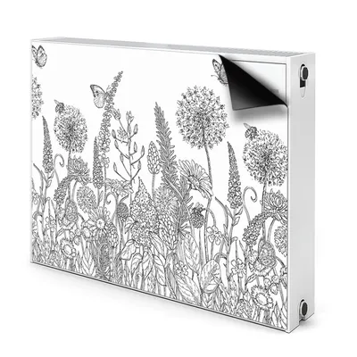 Produktbild von Magnet Heizkörperabdeckung Heizkörperverkleidung Verkleidung Abdeckung 110x60 cm  - Skizze, Blumen