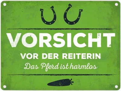Produktbild von Metallschild mit Spruch: Vorsicht vor der Reiterin ... Blechschild Schild