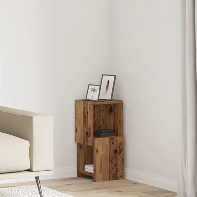 Produktbild von "Schlussverkauf" Eckschrank 1 PC - Mehrzweckschrank für Wohnzimmer/Büro - Altholz 25,5x25x55cm Holzwerkstoff  C7227