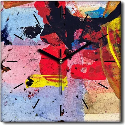Produktbild von Coloray Uhr auf Leinwand 30x30 cm Wand Uhr Dekoration Wohnzimmer Segeltuch schwarze Hände -Grunge-Abstraktion.